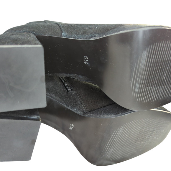 Steve Madden Treasure Suede Leather Square Toe Ankle Boot Square Chunky 6.5 Heel - Picture 9 of 9